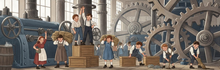 노동착취 당하는 아이들의 모습 (Whisk 생성)