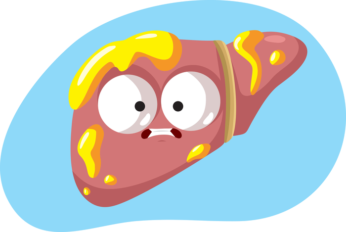 Fatty Liver Sick and Sad Vector Illustration